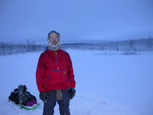 jpg A frosty Jim Brader pictured at the Snag airstrip in Canada.