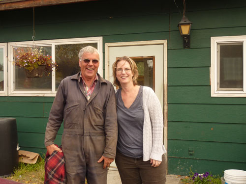 jpg Johanna Herron visits with Ben VanderWeele at the VanderWeele Farm in Palmer. 