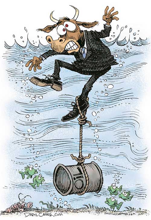 jpg Editorial Cartoon: Oil Prices Sink Wall Street 