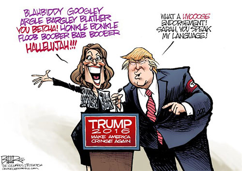 jpg Editorial Cartoon: Palin Endorses Trump