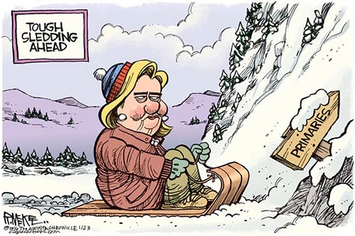 jpg Editorial Cartoon: Hillary Tough Sledding