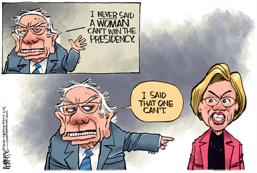 jpg Political Cartoon: Bernie and Warren 