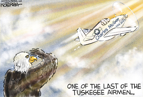 jpg Political Cartoon: One of the Last of the Tuskegee Airmen