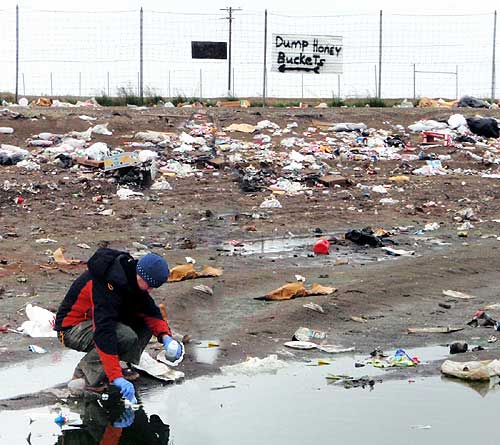 jpg Edda Mutter samples water from the dump of an Alaska village.