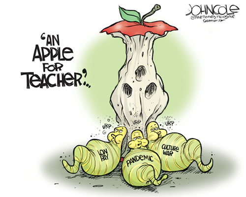 jpg Political Cartoon: An apple for teacher