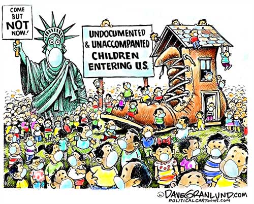 jpg Political Cartoon: Minors crossing US border