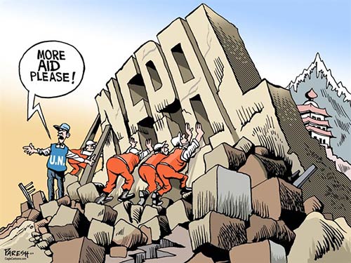 jpg Political Cartoon: Nepal quake tragedy