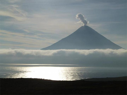 jpg Steam and gas plume rising from Alaska's Cleveland Volcano in 2014.