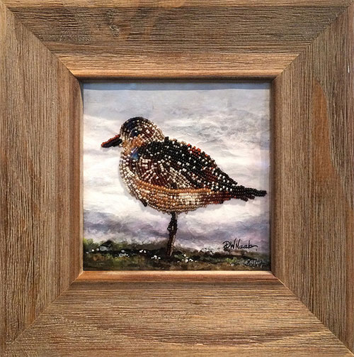 jgp People’s Choice:
Diane Naab, “Plover,” Glass beads and acrylic, Species: American golden plover