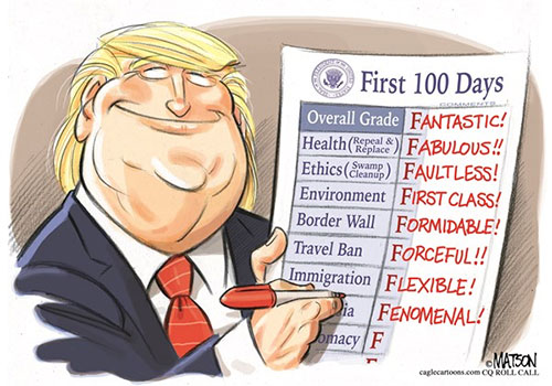 jpg Editorial Cartoon: First 100 Days Report Card