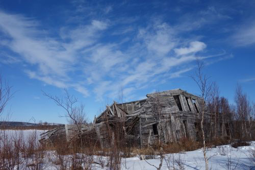 jpg The Mitchell Hotel in Iditarod, where travelers slept in the early decades of the 1900s, is falling down today.