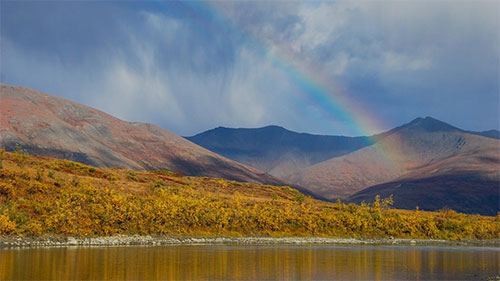 jpg A rainbow over the Noatak River and mountains