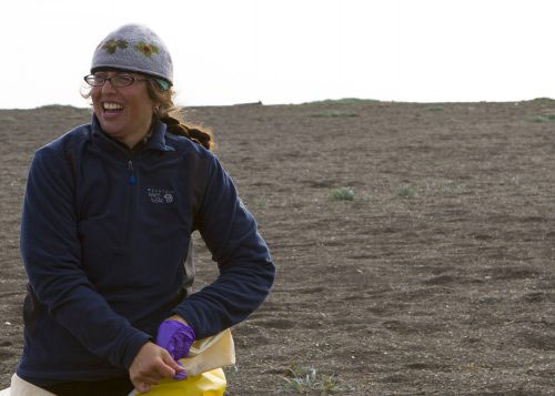 jpg Nicole Misarti enjoys a moment at Point Lay, Alaska, while recovering bones from walruses that were trampled by other walruses nine months before.