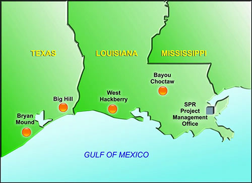 jpg The map shows the locations of the oil held in the Strategic Petroleum Reserve.