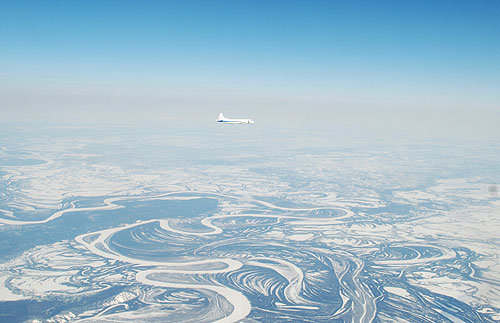 jpg An air-sampling aircraft flies over northern Alaska