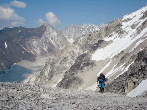 jpg Helping geologist Jeff Benowitz, Andy Sterns of Fairbanks carries a pack full of rock samples near Nenana Glacier in the Alaska Range.