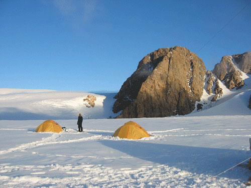 jpg The University of Albertas Angus Duncan at a fieldwork camp on upper Belcher Glacier, Devon Ice Cap, Devon Island, Arctic Canada.