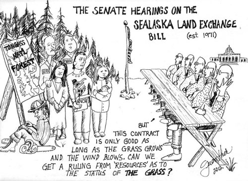 jpg The Senate Hearings on the Sealaska Land Exchange Bill A political cartoon by Jim Guenther 