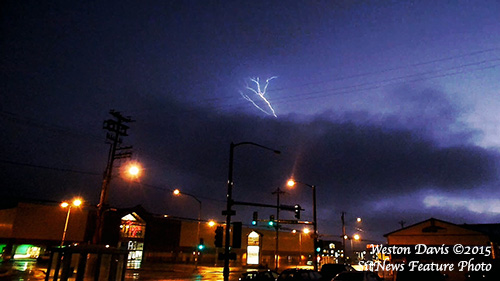 jpg Wednesday evening, lightning in the distance behind The Plaza, Ketchikan