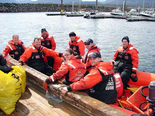 jpg Some of the Naushon crewmembers with a little of the marine debris collected on April 22nd. 