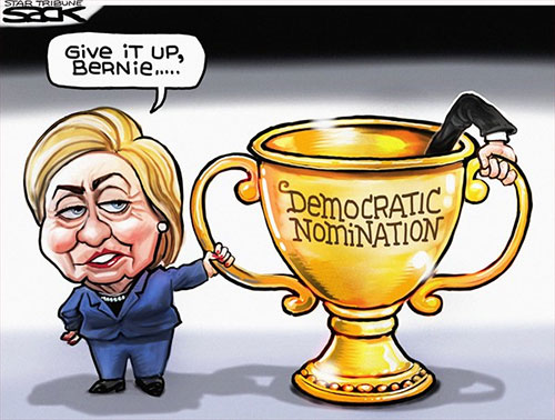 jpg Editorial Cartoon: Hillary & Bernie