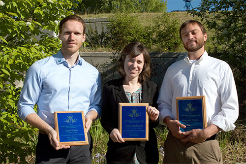 jpg The awards went to Wayne “Woody” Woodgate of University of Alaska Anchorage, Virginia “Ginny” Redmond of University of Alaska Fairbanks, Auguste “Augie” Stiehr of University of Alaska Southeast, and Josh Watts of Statewide.