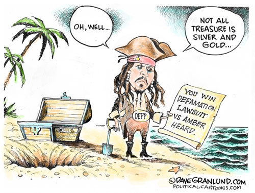 jpg Political Cartoon: Depp wins suit vs Heard