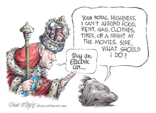jpg Political Cartoon:  King Joe Sells Electric Cars