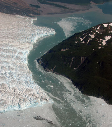 jpg Hubbard Glacier, one of the few growing glaciers in Alaska, advances toward Gilbert Point north of Yakutat in summer 2009.
