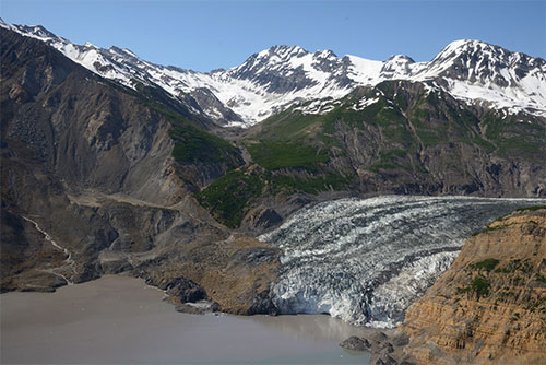 jpg The landslide in Taan Fiord landed partly on the toe of Tyndall Glacier and largely in the water. 