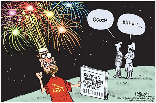 jpg Editorial Cartoon: Travel Ban Fireworks