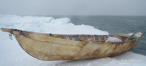 jpg A boat used to hunt bowhead whales, a critical traditional resource, rests on the ice near Utqiagvik, Alaska.