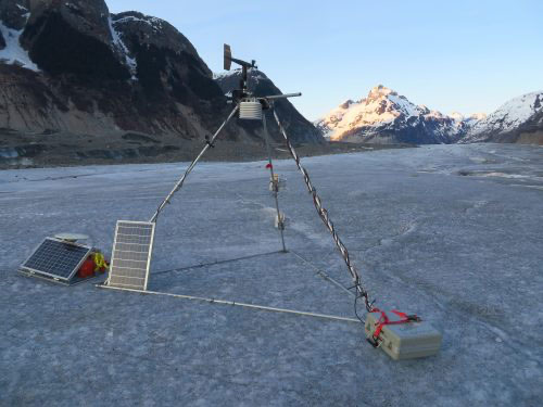 jpg Instruments on the Juneau Icefield collect data on weather conditions in May 2014
