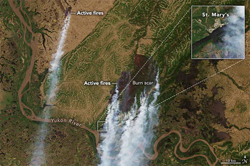 jpg A close-up view shows where people were evacuated near one of the region’s largest tundra fires on record.