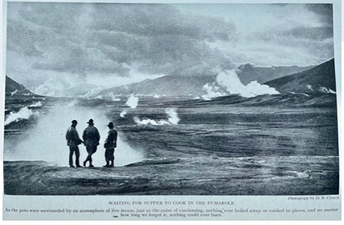 jpg Explorers of the Valley of 10,000 Smokes after its eruption in 1912 stand at a campsite above the valley floor.