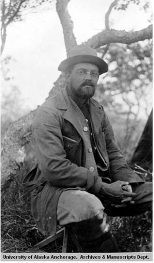 jpg In 1917, botanist and expedition leader Robert Griggs sits at the National Geographic Society Base Camp in what later became Katmai National Park and Preserve, Alaska.