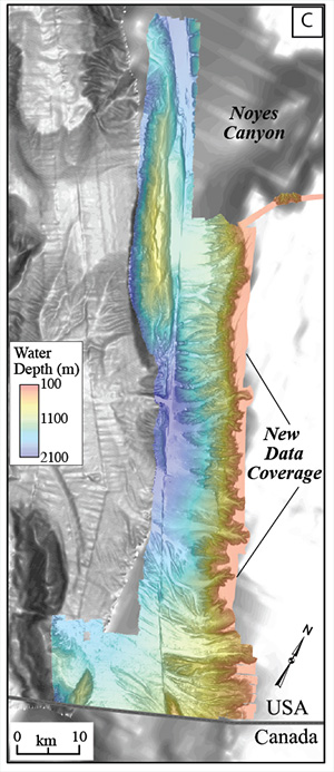 jpg Researchers aboard NOAA Ship Fairweather collected multibeam bathymetric data in an area along the U.S. and Canadian international border in water depths ranging from 500 to more than 7,000 feet deep from April through July 2018