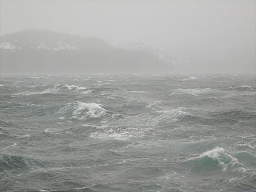 jpg Stormy weather and turbulent water such as this makes sampling and microscope work extra tricky on Sikuliaq.