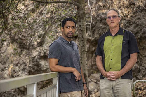 jpg Berkeley Lab scientists Zelalem Mekonnen (left) and William Riley co-authored a study on how wildfires will affect forests in Alaska.