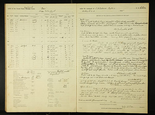 jpg A digitized 1915 logbook from the U.S. Coast Guard ship Bear, just after the maritime service was given that name. This entry from July 18, 1915, was when the ship was in the Beaufort Sea, on the edge of the area of the model for Arctic sea ice volume.