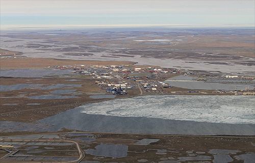 jpg aerial view of Prudhoe Bay in July, 2018