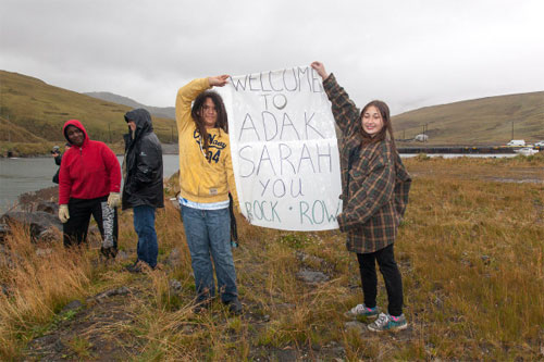 jpg Residents welcome Sarah Outen to Adak, Alaska