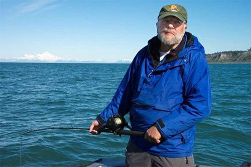 jpg Professor Terry Johnson tries his hand at halibut fishing in Cook Inlet in 2015. Johnson was trying to improve techniques so more halibut will survive being caught and released.