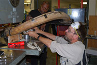 Slicing a 20,000-year-old mammoth tusk