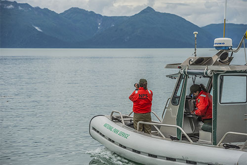 jpg Biologists Christine Gabriele and Janet Neilson carefully approach humpback whales in Glacier Bay National Park aboard the R/V Sand Lance to photograph and observe whales for population monitoring purposes.