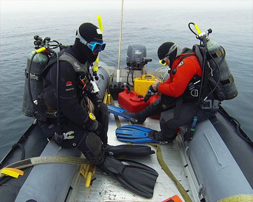 jpg Divers prepare for underwater sampling in the remote Aleutian archipelago.