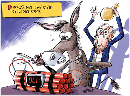 jpg Political Cartoon:  Debt Ceiling Bomb
