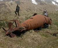 Japan’s torpedo-like submarine rusts into an Alaska island