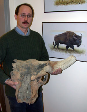 jpg Matheus holds bison skull
