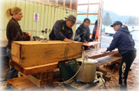 Wrangell adzers use both ancient and modern techniques for making bentwood boxes